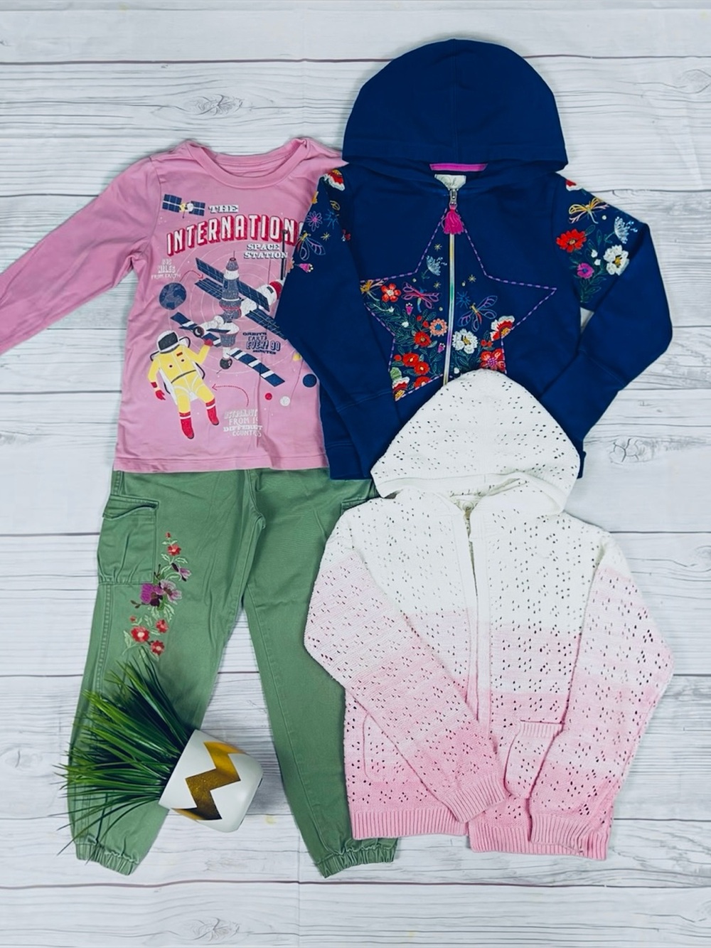Peek Fall Winter Clothes Lot Bundle 4pc Kids Embroidered Jacket Joggers Size 8
